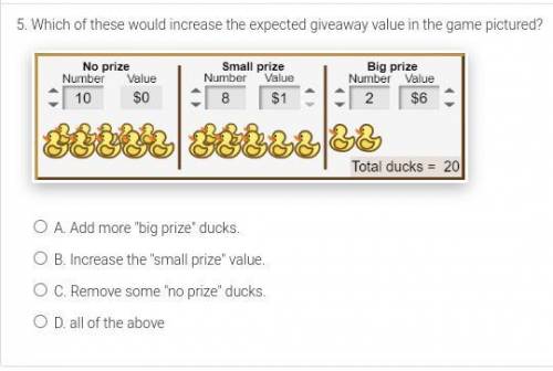Which of these would increase the expected giveaway value in the game pictured?

image showing gam