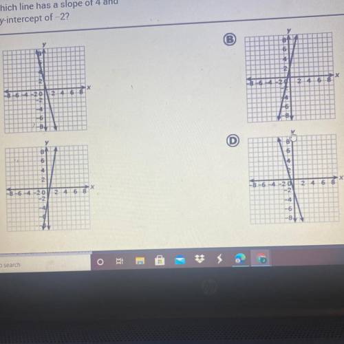 Which has a slope of 4 and a y-intercept of -2