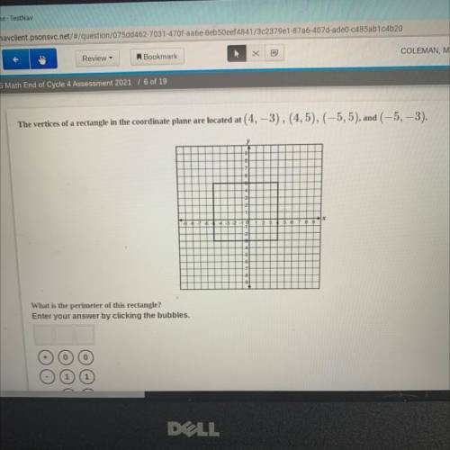 The vertices of a rectangle in the coordinate plane are located at (4, -3), (4,5), (-5,5), and (-5,