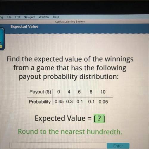 HELP ASAP

Find the expected value of the winnings
from a game that h