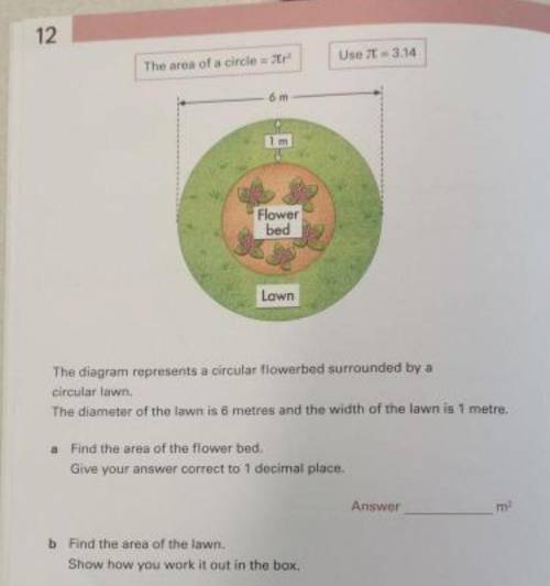 Need to find the area of the lawn question be in m^2