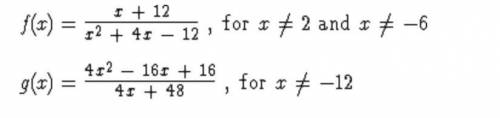 Consider functions f and g.
Which expression is equal to ?