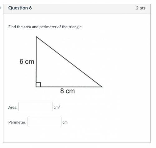 Find the area and perimeter of the triangle.