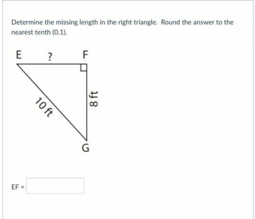 Determine the missing length in the right triangle. Round the answer to the nearest tenth (0.1).