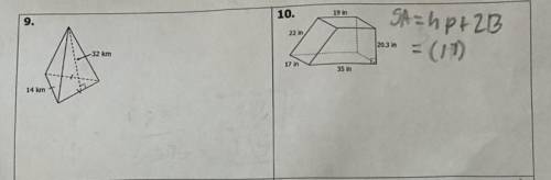 SOMEONE PLEASE HELP ME WITH THESE TWO PROBLEMS. ALL YOU HAVE TO DO IS FIND THE SURFACE AREA AND SHO