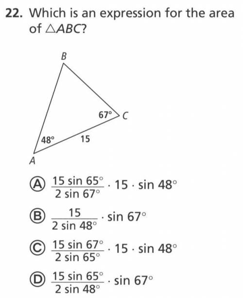 Which is an expression for the area of △ABC?
