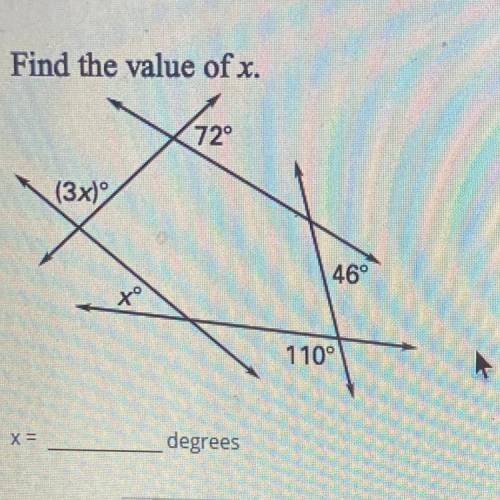 Find the value of x need the answer ASAP