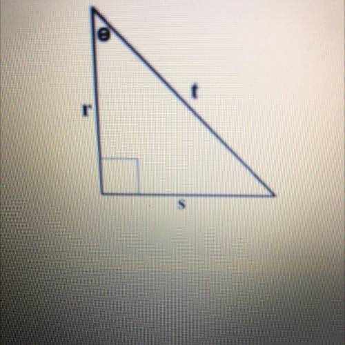 Which formula will correctly calculate the length of side, t, in the triangle?