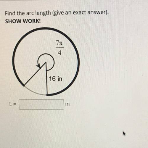 Find the arc length (Give an exact answer and show work)