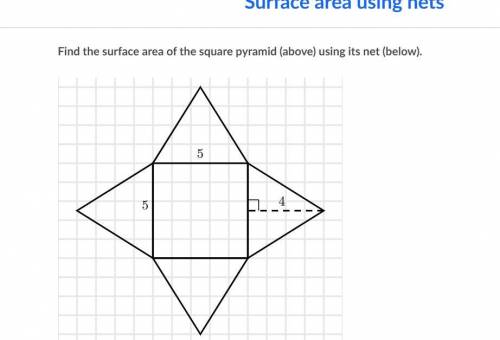 Help me, please...
Find the surface area of the square pyramid (above) using its net (below)