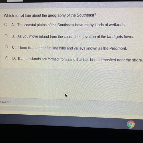 Which is not true about the geography of the southeast