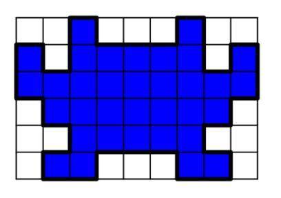 If each square of the grid below is 0.5 by 0.5, how many square centimeters are in the area of the