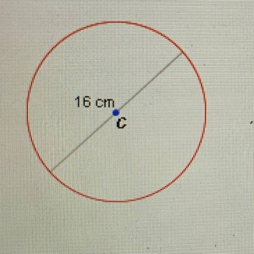 What is the approximate area of the circle shown below?

A. 50 cm2
B. 201 cm2
C. 804 cm2
D. 25 cm2