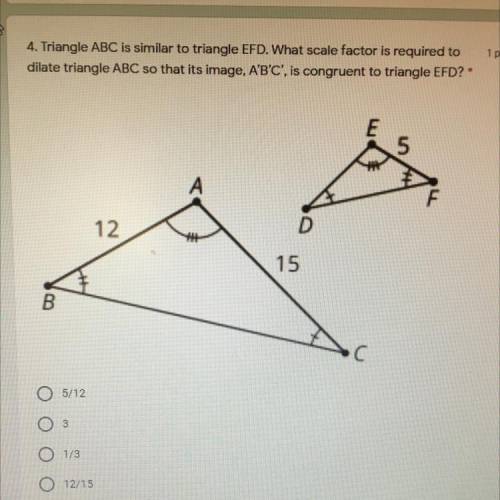 Triangle ABC is similar to triangle EFT. What scale factor is required to dilate triangle ABC so th