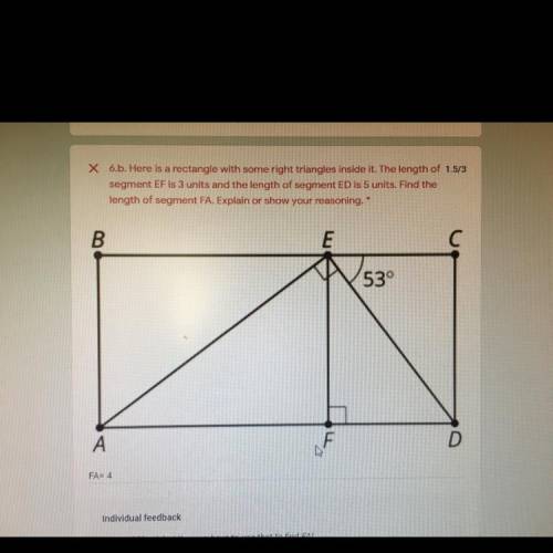 Here is a rectangle with some right triangle inside it. The length of segment EF is 3 units and the