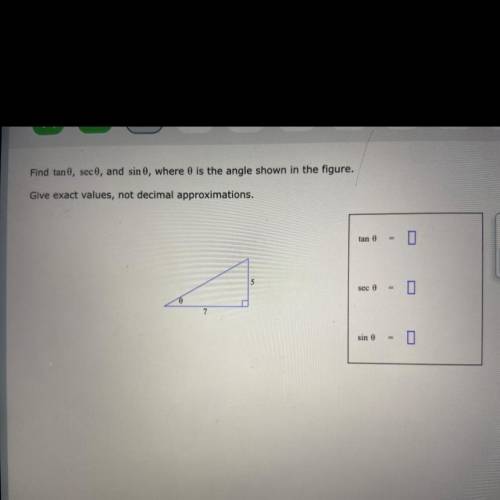 Find tane, where is the angle shown.

Give an exact value, not a decimal approximation,
Plss helpp