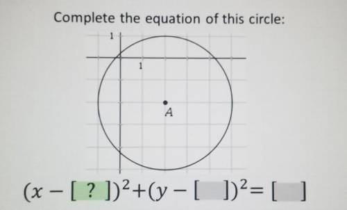 ♡Complete the equation of this circle:

◇◇◇PLEASE ONLY ANSWER IF YOU KNOW FOR SURE...FILL IN