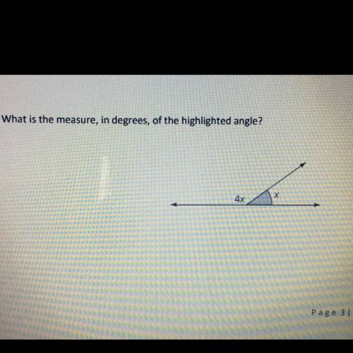 What is the measure, in degrees, of the highlighted angle?