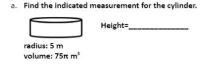 Need help with finding measurement for the cylinder