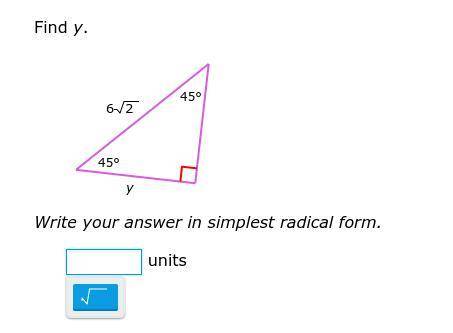 Find y.Write your answer in simplest radical form.