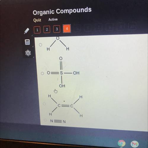Which of the following represents an organic compound?

Н
Н
=S
ОН
ОН
Н
Н
Н