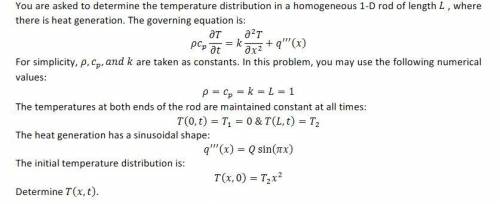 Heat generation equation. Determine T(x,t).