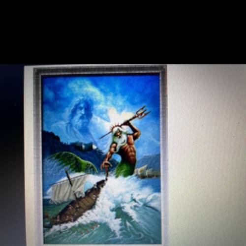 What two things can you infer about
Poseidon
in this painting?