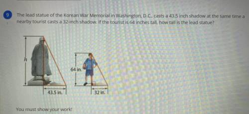 Looking at the image above, if the tourist is 64 inches tall, how tall is the lead statue?