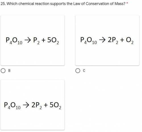 Which chemical reaction supports the Law of Conservation of Mass?