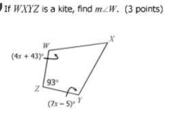 If WXYZ is a kite, find m
