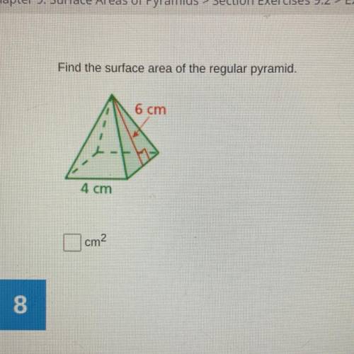Find Surface area of the regular pyramid. Thanks