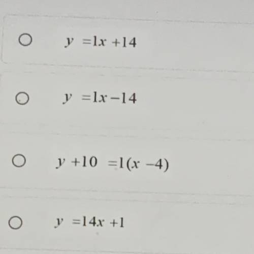 What is the slope-intercept form equation of a line that has a slope of 1 and passes

through the