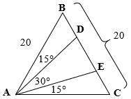 (SAT Prep) In trangle ABC, AB=BC=20 and DE is about 9.28. Approximat BD
BD=