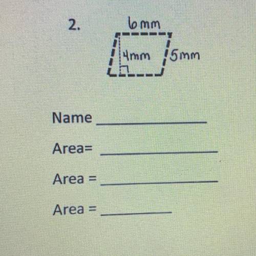 Name the figure. Write the area formula. Fill in the area formula.