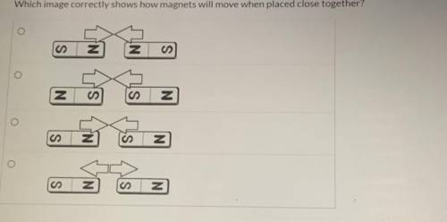 Which image correctly shows how magnets will move when placed close together?