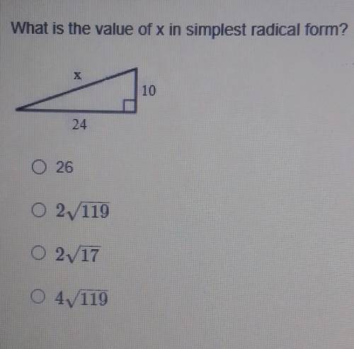 What is the value of X in simplest radical form?​