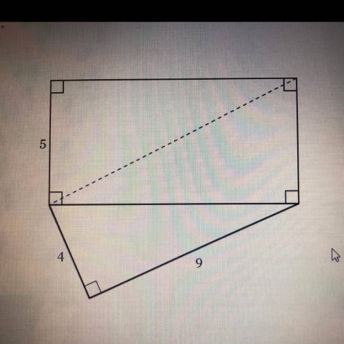 What is the length of the dotted line in the diagram below? Round to the nearest 10th.