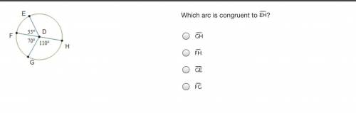 Which arc is congruent to Arc E H? Arc G H Arc F H Arc G E Arc F G
