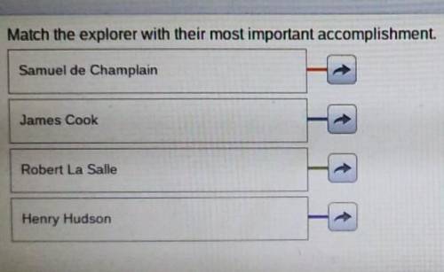 Match the explorer with their most important accomplishment. Samuel de Champlain explored North Ame