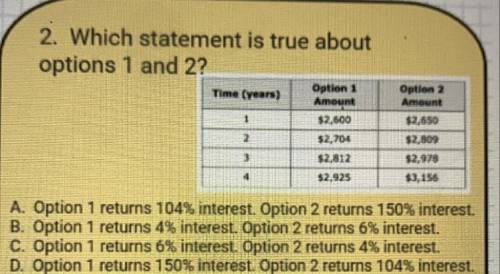 Which statement is true about options 1 and 2?