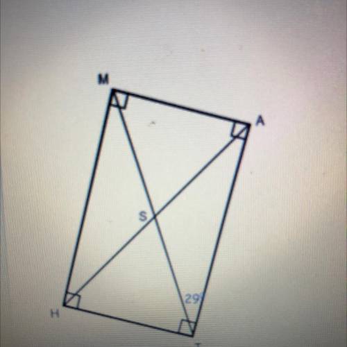 Calculate angle S in the rectangle MATH.

M
s
129
H
T
O S = 58
O S = 29
O S = 122
O S = 134