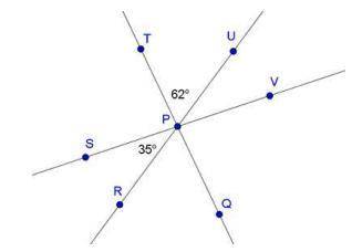 Three lines intersect at point , as shown in the diagram below. Find the measure of ∠. SHOW ALL WOR