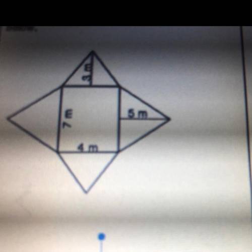 8. Find the tolal surface area of the net below. 4 triangular and 1 rectangle 
Help me pls
