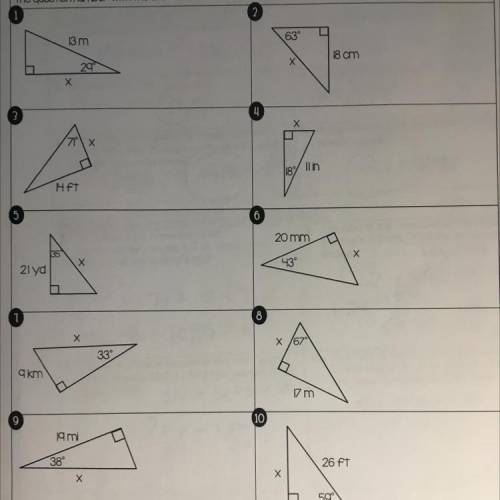 Find the missing side of each right triangle. Round answers to the nearest tenth.