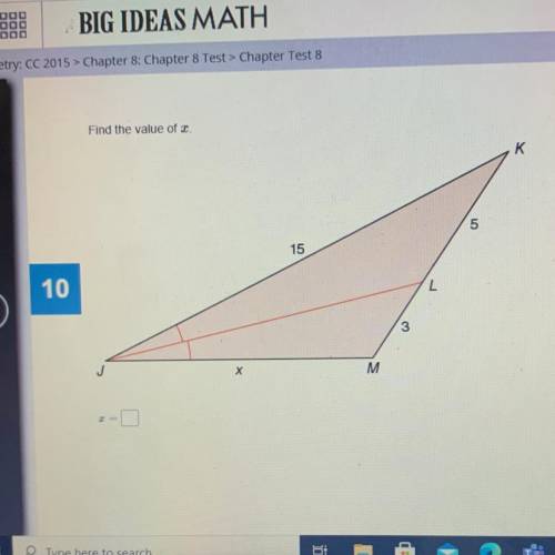 Find the value of 2.
к
5
15
10
L
3
Х
M