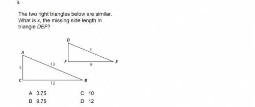 What is x the missing side length in triangle DEF