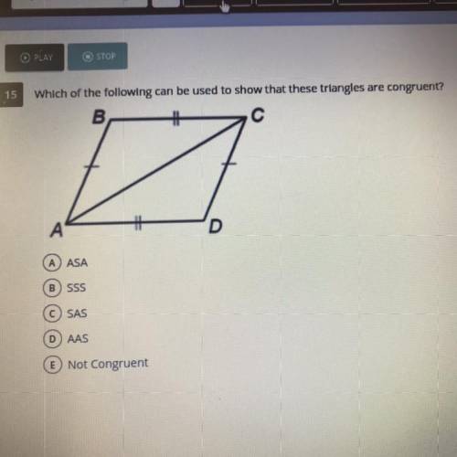 Which of the following can be used to show that these triangles are congruent?