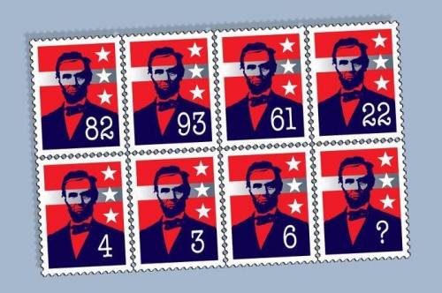 Which number should be on the bottom left stamp? (Hint: It’s a one-digit number.)