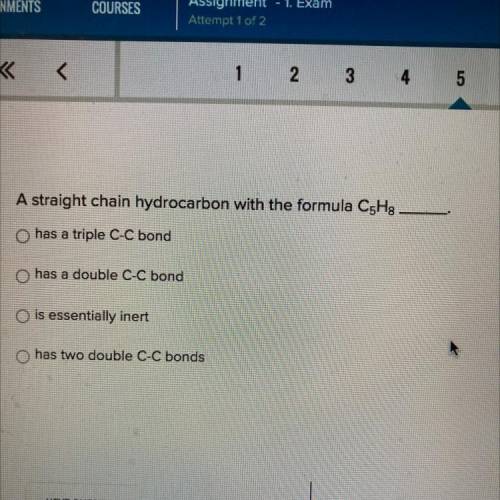 A straight chain hydrocarbon with the formula C5H8_____