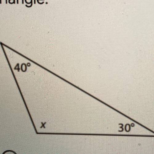 25. Write and solve an equation to find the measure of the missing angle in the
triangle. *